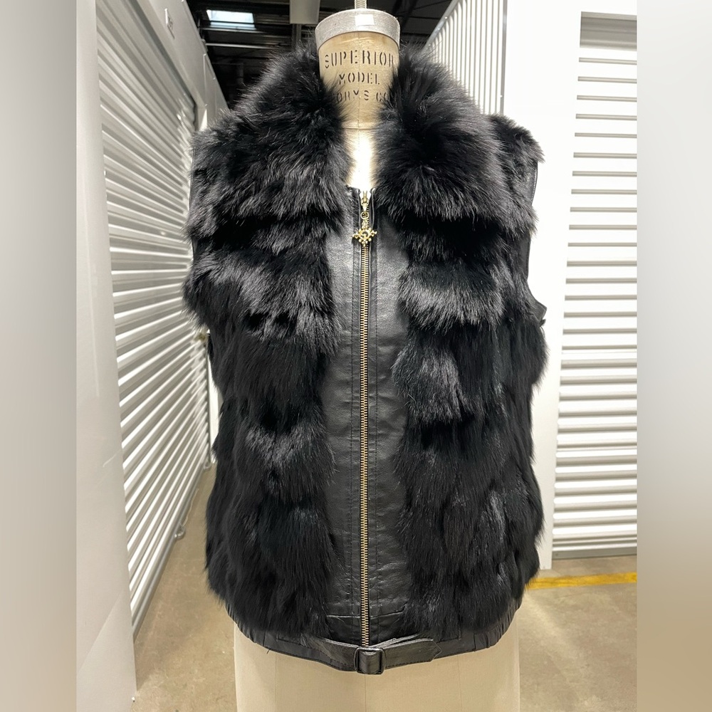 St. John Collection Fox Fur and Leather Vest
